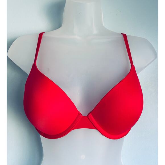 PINK Victoria's Secret Push Up Bra 32D Red NWOT - Picture 1 of 8